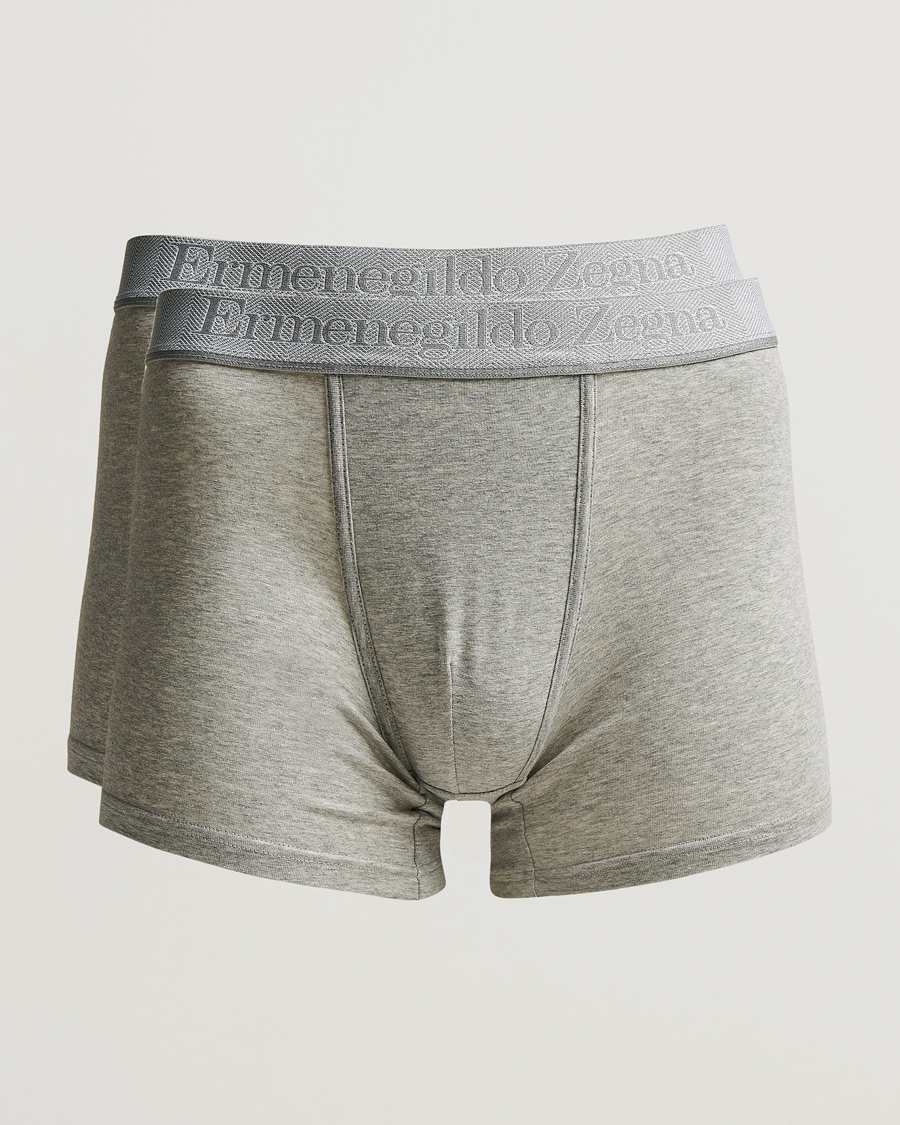 Heren | Ondergoed | Zegna | Cotton Stretch Boxer Bi-Pack Grey Heather