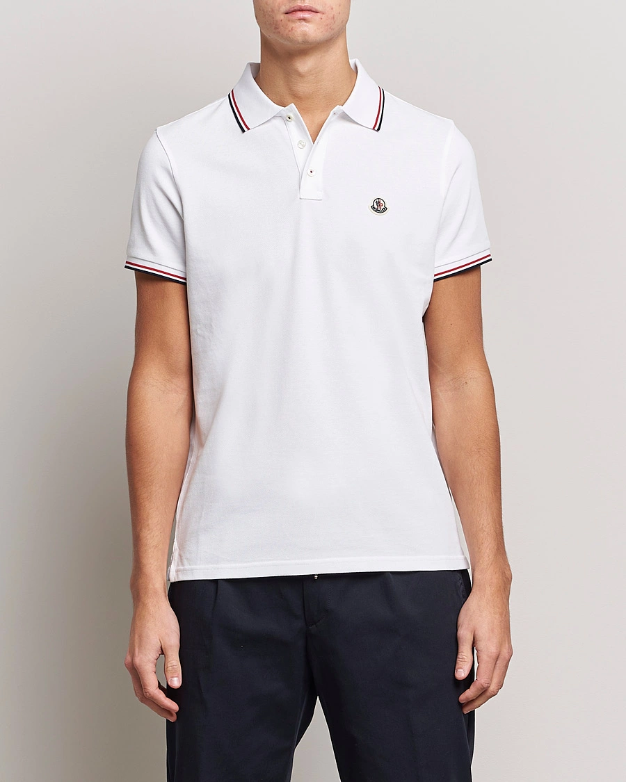 Heren | Poloshirts met korte mouwen | Moncler | Contrast Rib Polo White