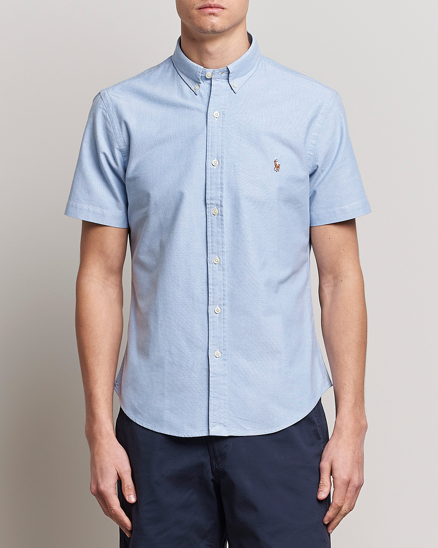 Heren | Overhemden met korte mouwen | Polo Ralph Lauren | Slim Fit Oxford Short Sleeve Shirt Blue