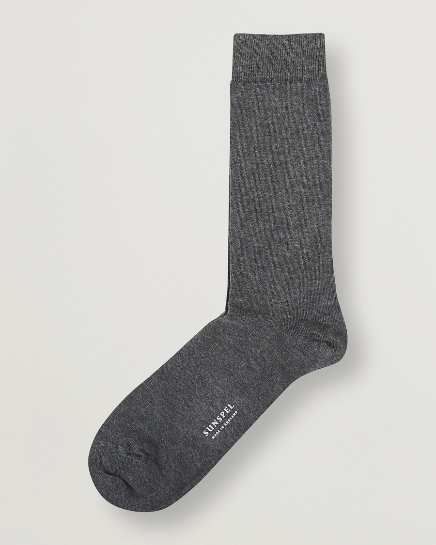 Heren | Ondergoed | Sunspel | Cotton Blend Socks Grey Melange