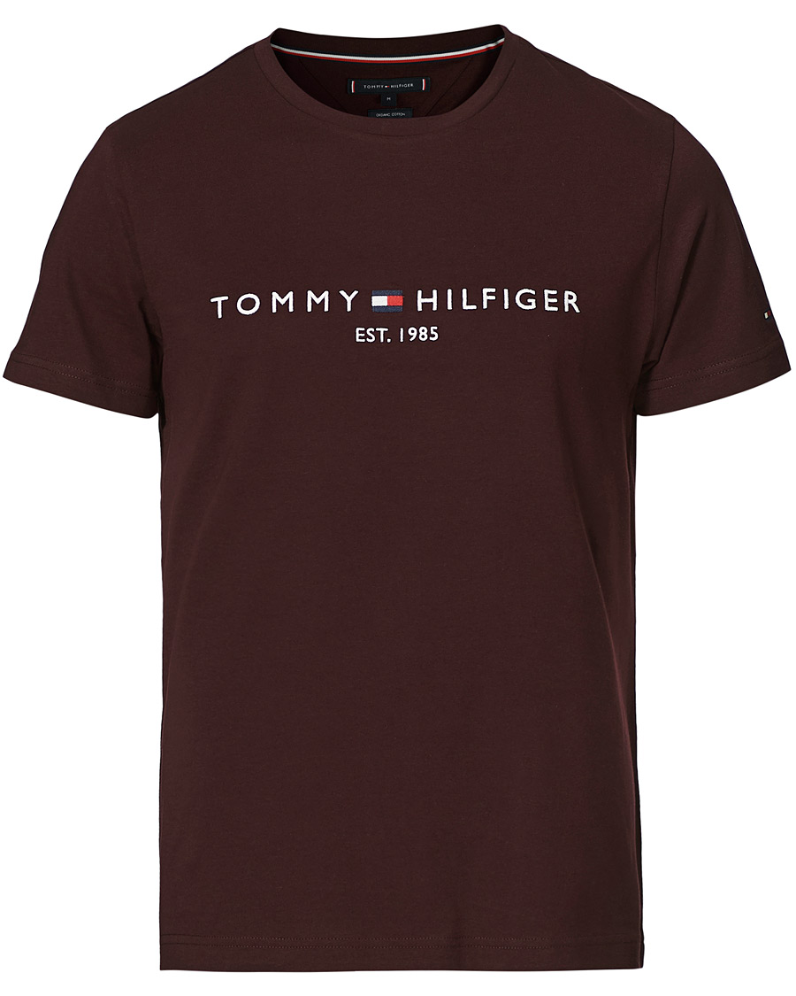 Heren | T-shirts | Tommy Hilfiger | Logo Crew Neck Tee Deep Burgundy