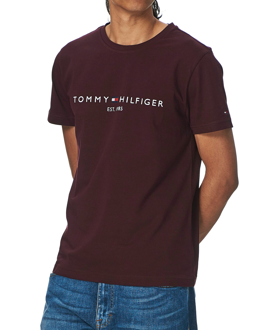 Heren | T-shirts | Tommy Hilfiger | Logo Crew Neck Tee Deep Burgundy