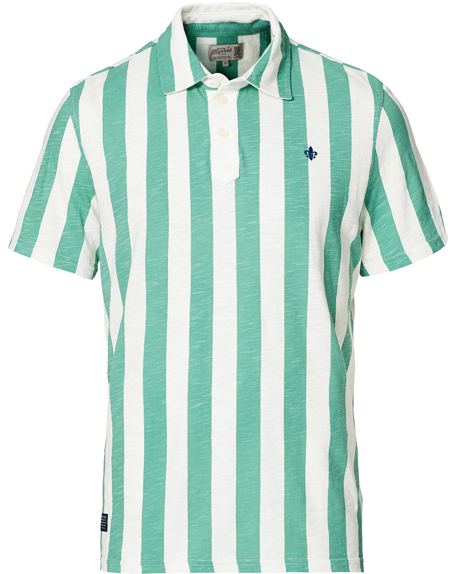 Heren | Polo's | Morris | Keeton Stripe Piqué Shirt Green/White