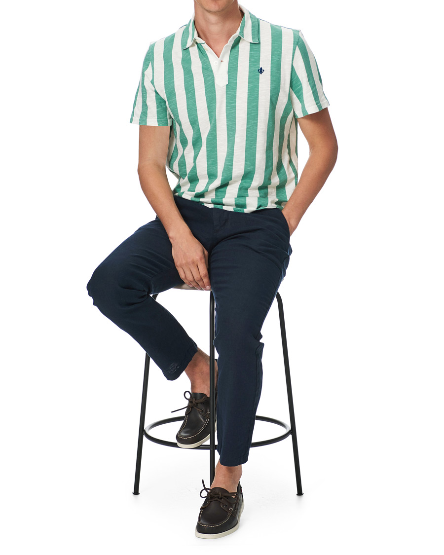 Heren | Polo's | Morris | Keeton Stripe Piqué Shirt Green/White