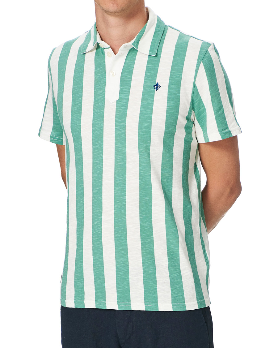 Heren | Polo's | Morris | Keeton Stripe Piqué Shirt Green/White