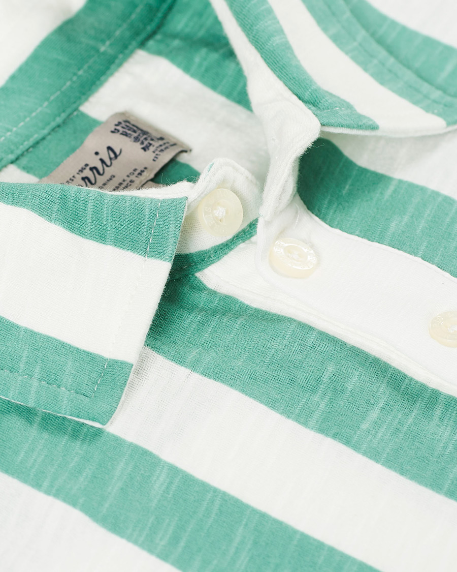 Heren | Polo's | Morris | Keeton Stripe Piqué Shirt Green/White