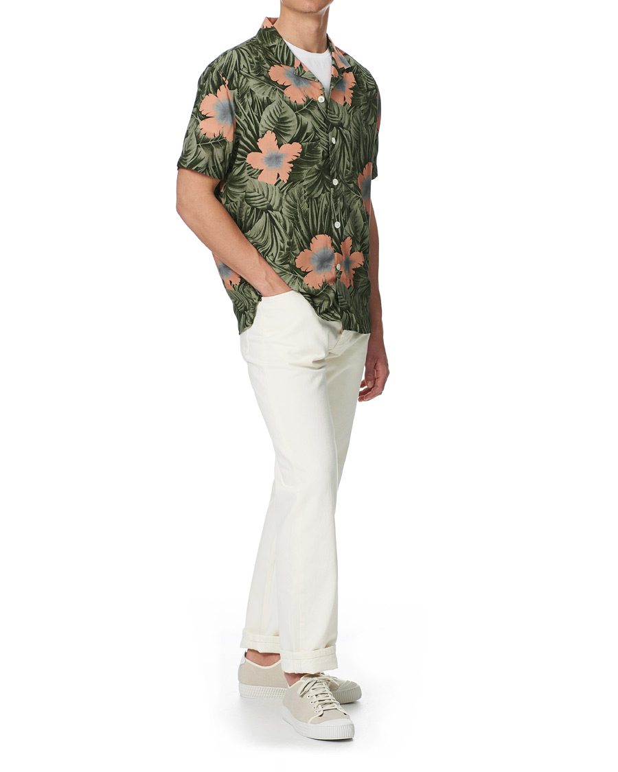 Heren | Overhemden | J.Lindeberg | Printed Short Sleeve Camp Collar Shirt Sage