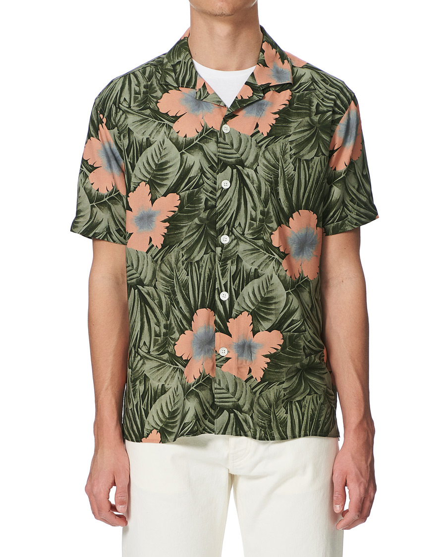 Heren | Overhemden | J.Lindeberg | Printed Short Sleeve Camp Collar Shirt Sage