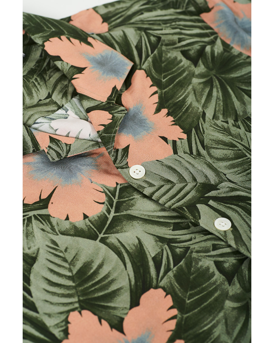 Heren | Overhemden | J.Lindeberg | Printed Short Sleeve Camp Collar Shirt Sage