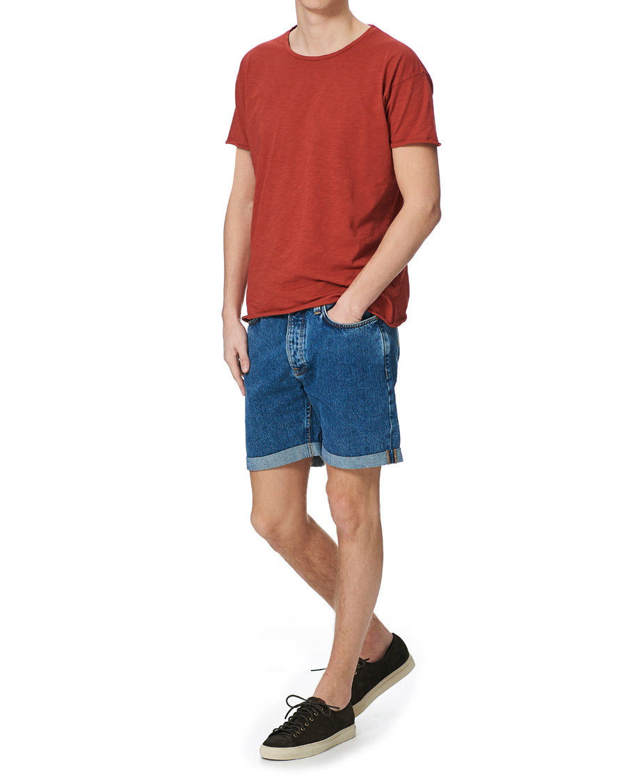 Heren | T-shirts | Nudie Jeans | Roger Slub Crew Neck Tee Poppy Red