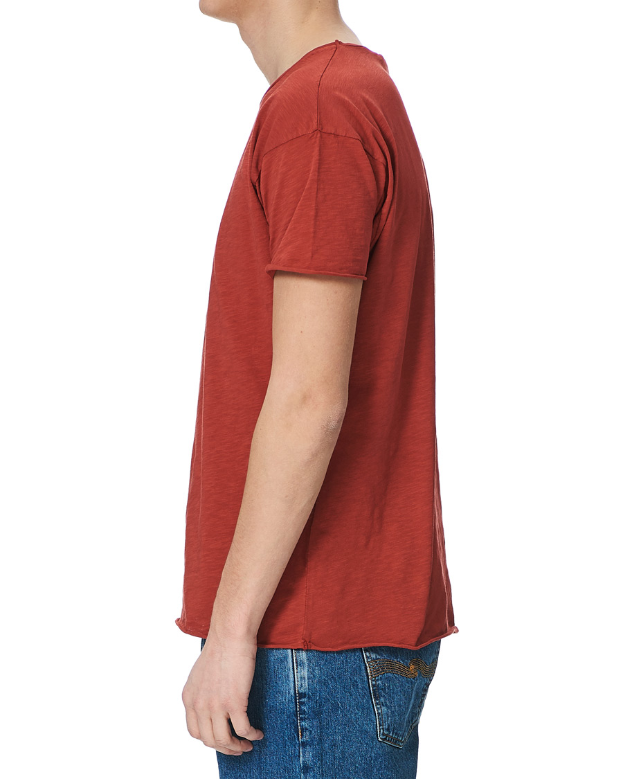 Heren | T-shirts | Nudie Jeans | Roger Slub Crew Neck Tee Poppy Red