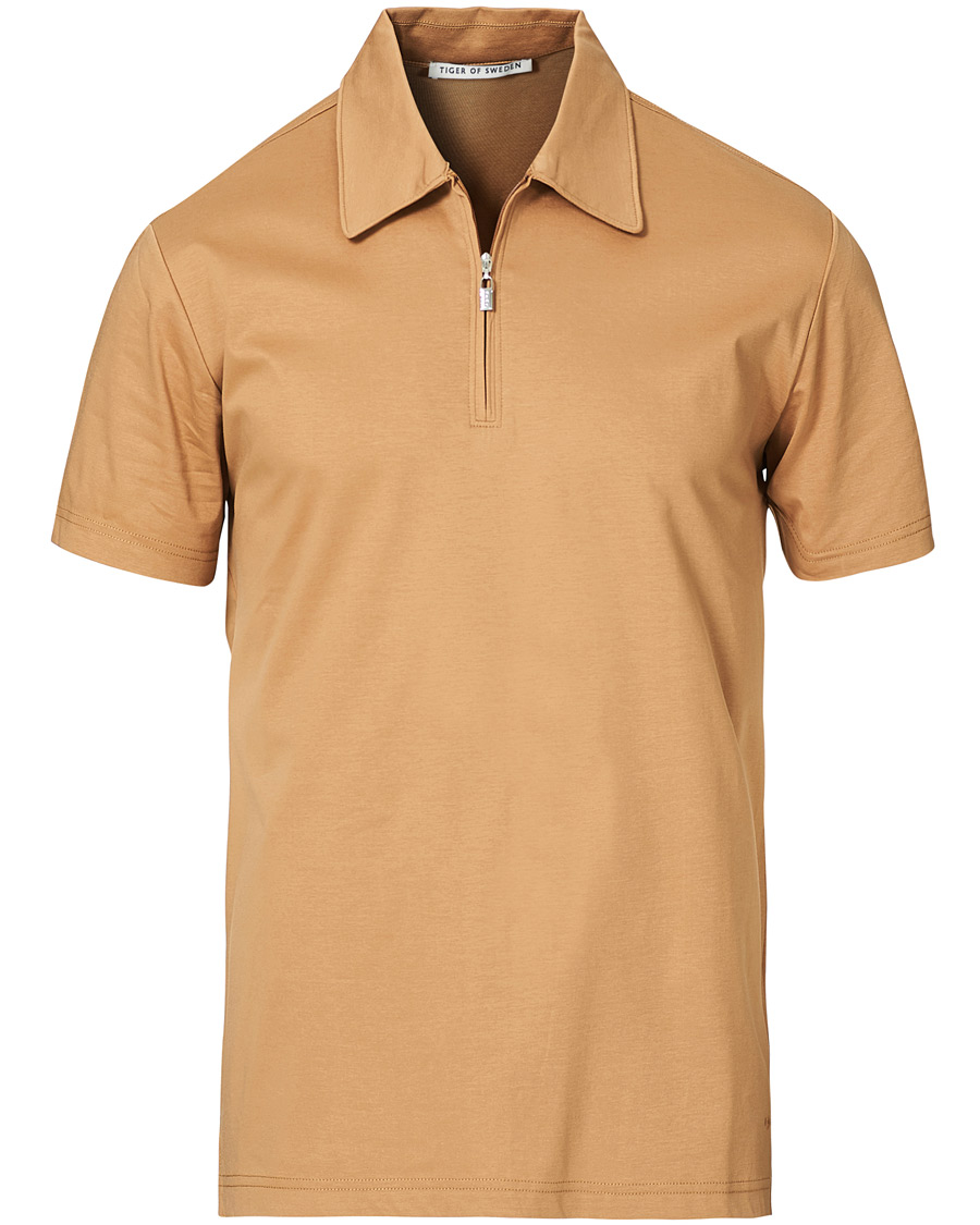 Heren | Polo's | Tiger of Sweden | Laron Half Zip Polo Brown