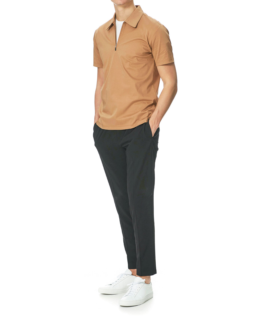 Heren | Polo's | Tiger of Sweden | Laron Half Zip Polo Brown