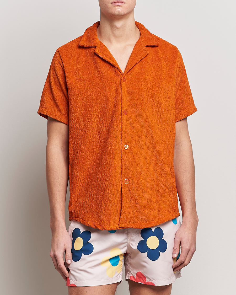 Heren | Overhemden met korte mouwen | OAS | Terry Cuba Short Sleeve Shirt Terracotta