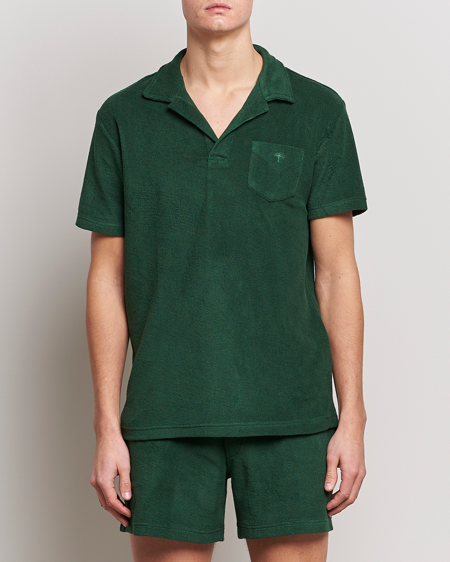 Heren | Poloshirts met korte mouwen | OAS | Short Sleeve Terry Polo Dark Green