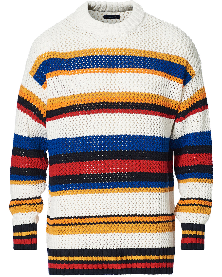 Heren | Truien | GANT | Open Knit Stripe Crew Neck Multi