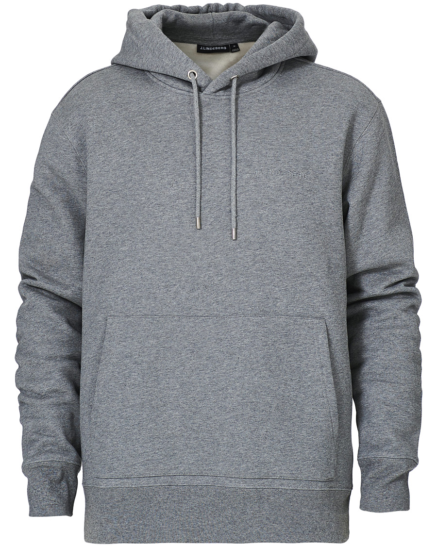Heren | Truien | J.Lindeberg | Chip Pocket Hoodie Stone Grey Melange
