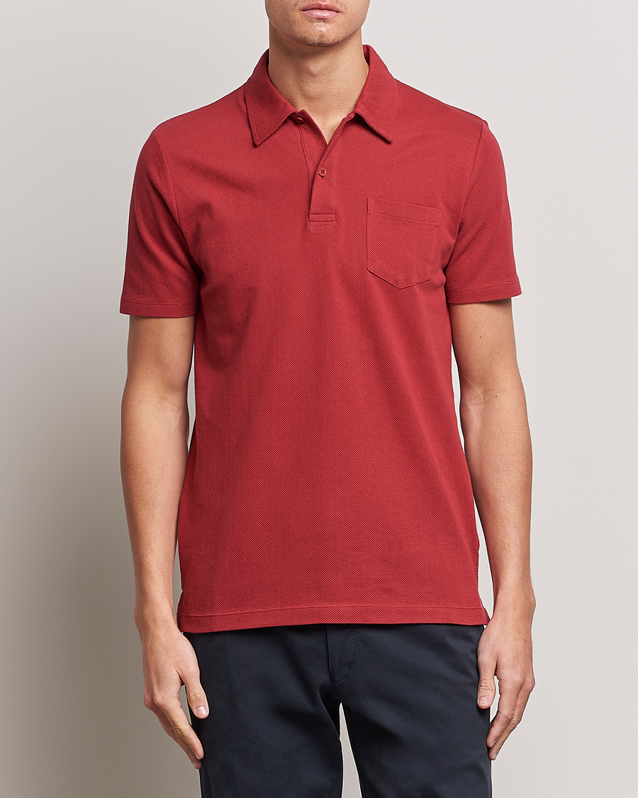 Heren | Poloshirts met korte mouwen | Sunspel | Riviera Polo Shirt Wine