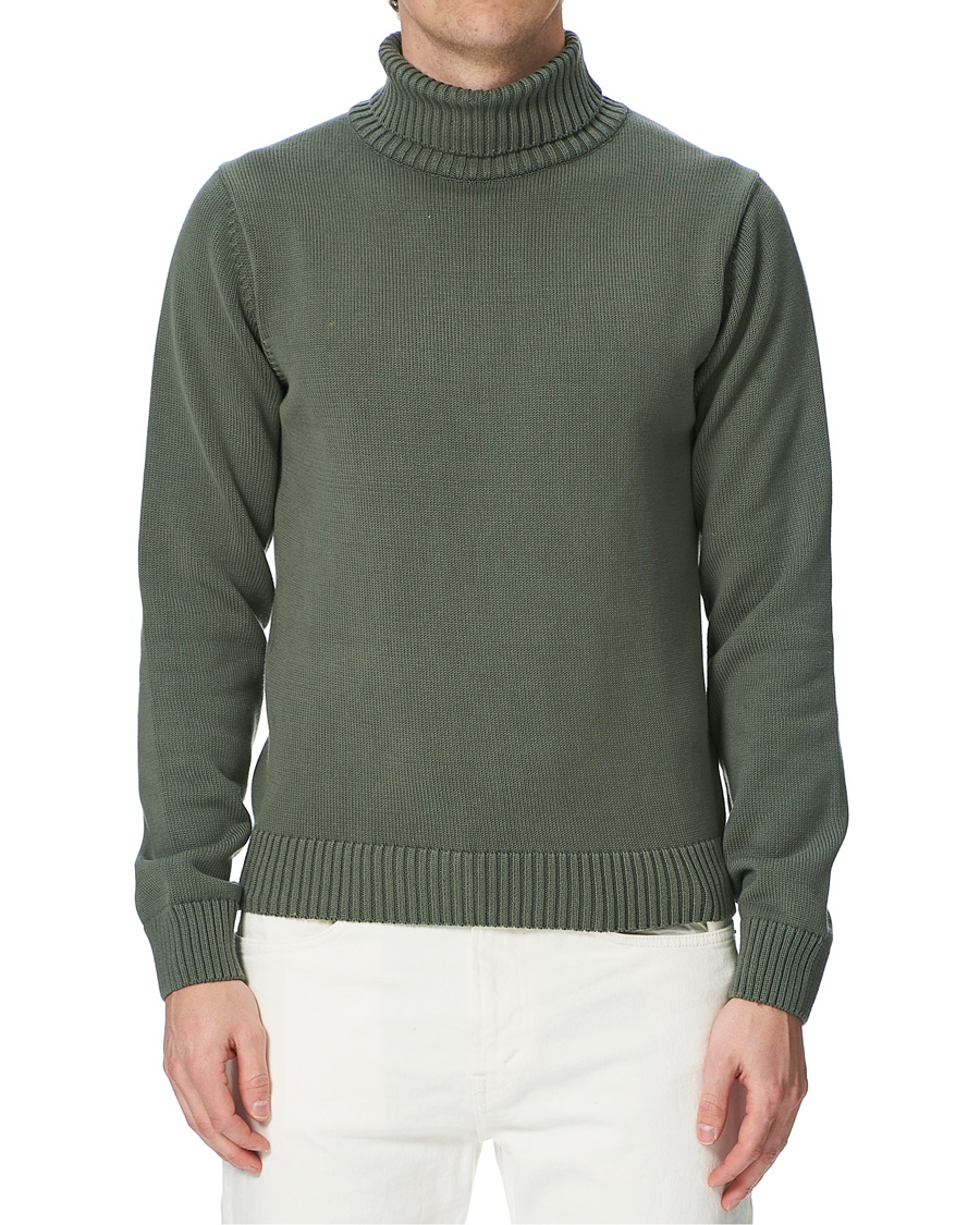 Heren | Truien | Stenströms | Heavy Cotton Rollneck Dusty Olive