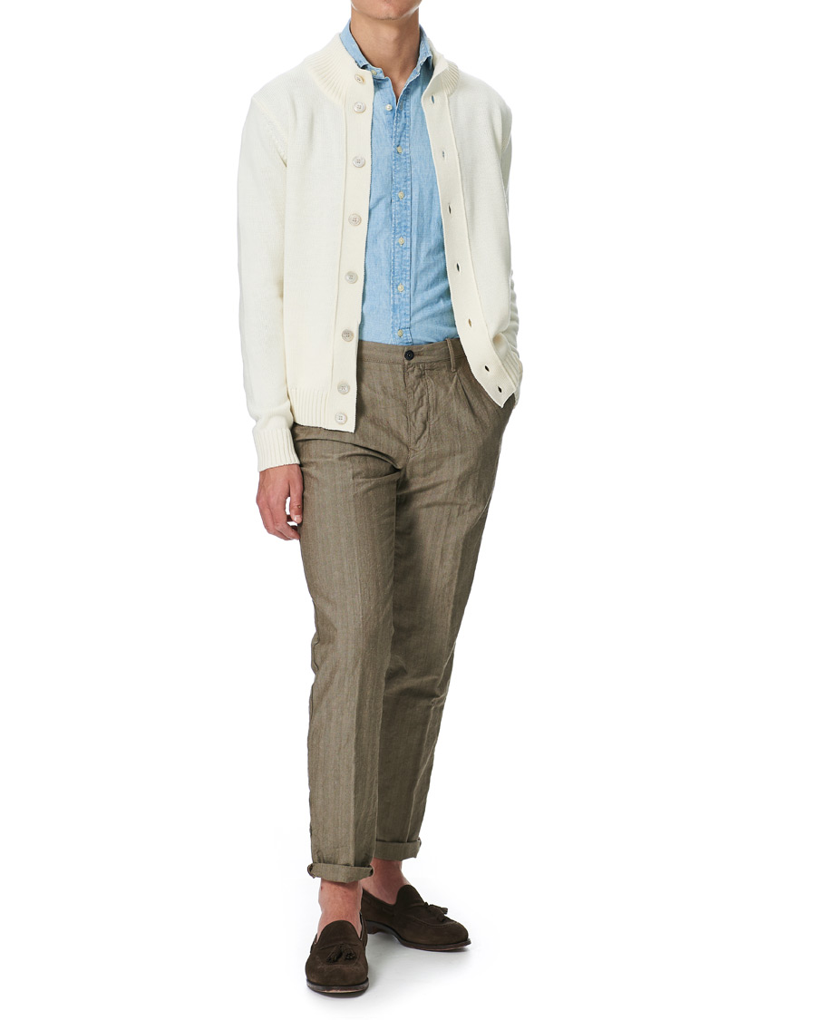 Heren | Truien | Stenströms | Heavy Merino Wool Cardigan Off White