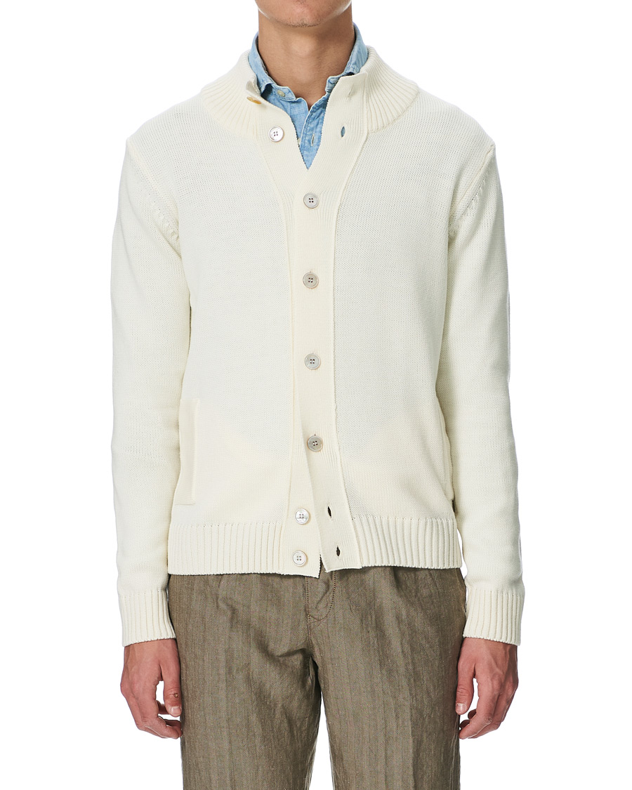 Heren | Truien | Stenströms | Heavy Merino Wool Cardigan Off White