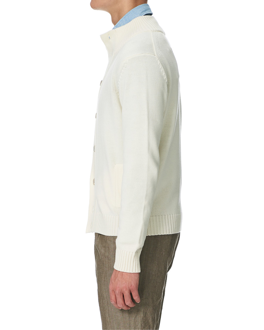 Heren | Truien | Stenströms | Heavy Merino Wool Cardigan Off White