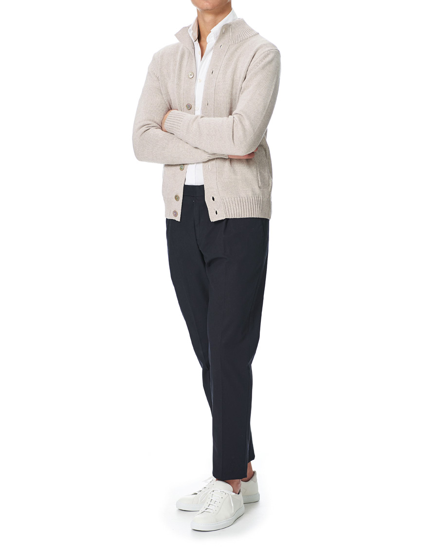 Heren | Truien | Stenströms | Heavy Merino Wool Cardigan Beige