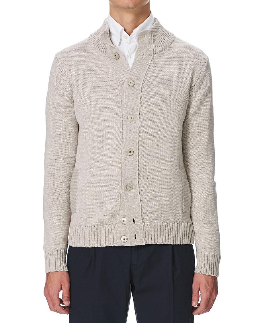 Heren | Truien | Stenströms | Heavy Merino Wool Cardigan Beige