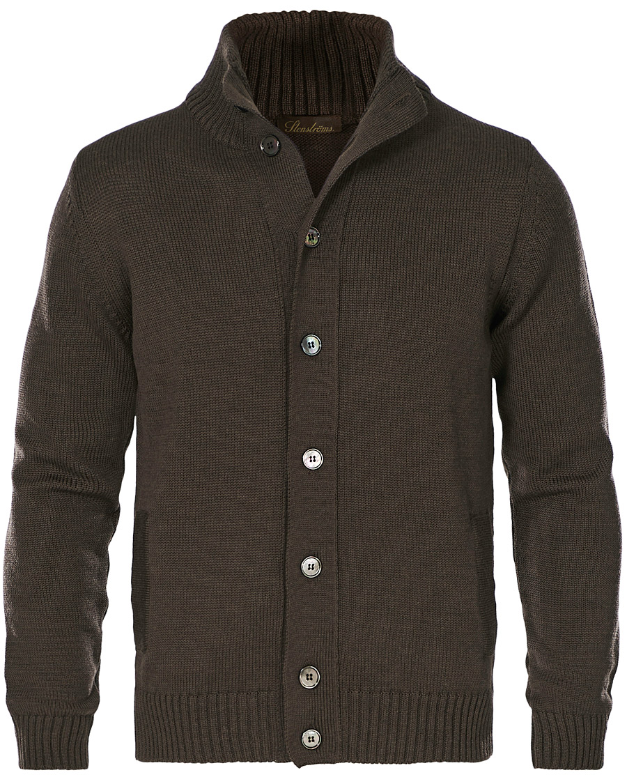 Heren | Truien | Stenströms | Heavy Merino Wool Cardigan Brown