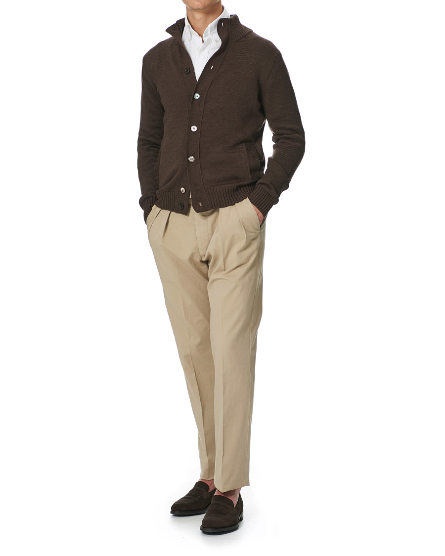 Heren | Truien | Stenströms | Heavy Merino Wool Cardigan Brown