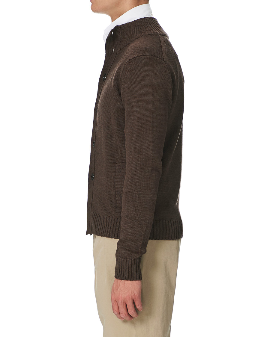 Heren | Truien | Stenströms | Heavy Merino Wool Cardigan Brown