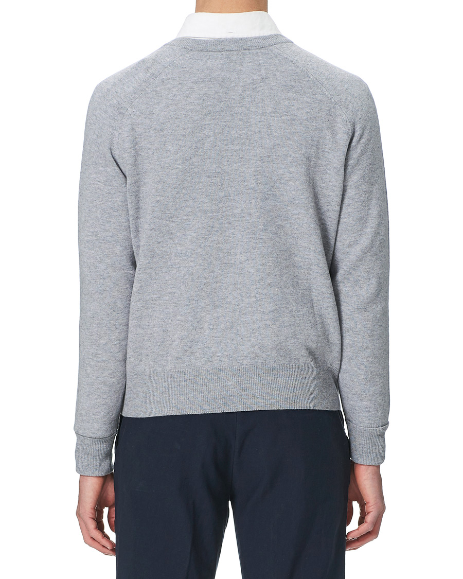 Heren | Truien | Stenströms | Washed Merino Deep V-Neck Grey