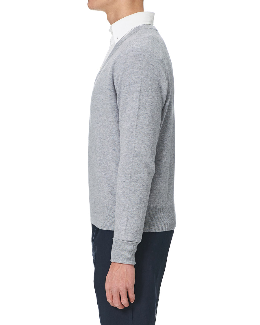 Heren | Truien | Stenströms | Washed Merino Deep V-Neck Grey