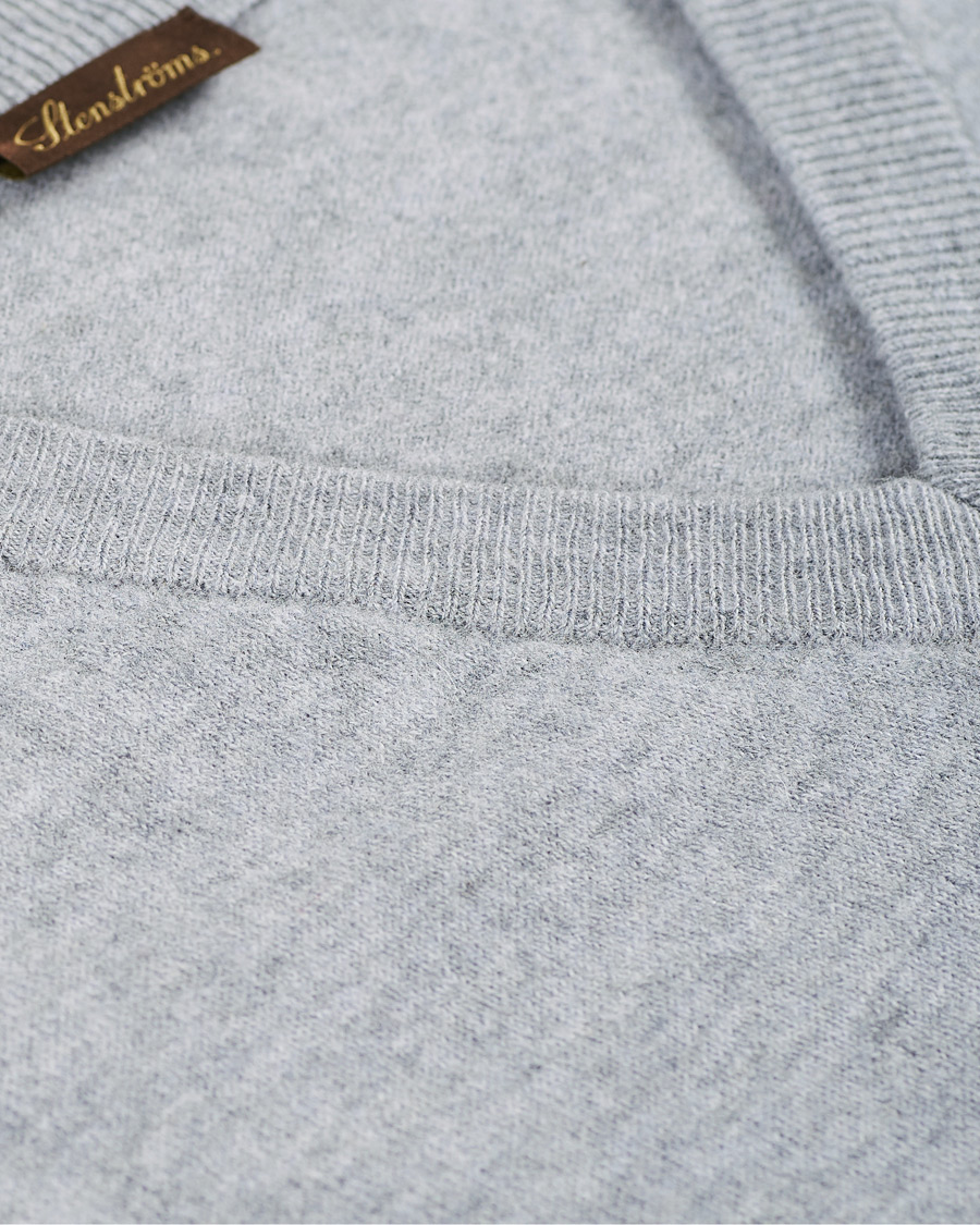 Heren | Truien | Stenströms | Washed Merino Deep V-Neck Grey