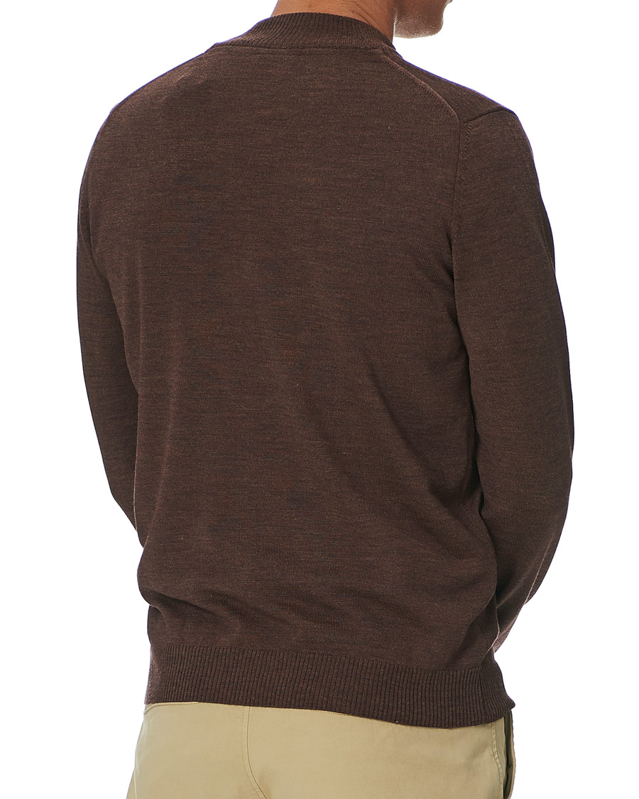 Heren | Truien | Stenströms | Merino Half Zip Brown