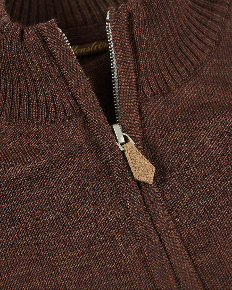 Heren | Truien | Stenströms | Merino Half Zip Brown