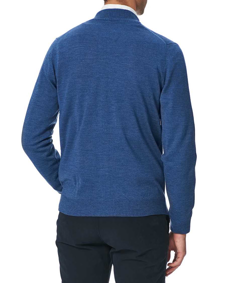 Heren | Truien | Stenströms | Merino Full Zip Light Blue