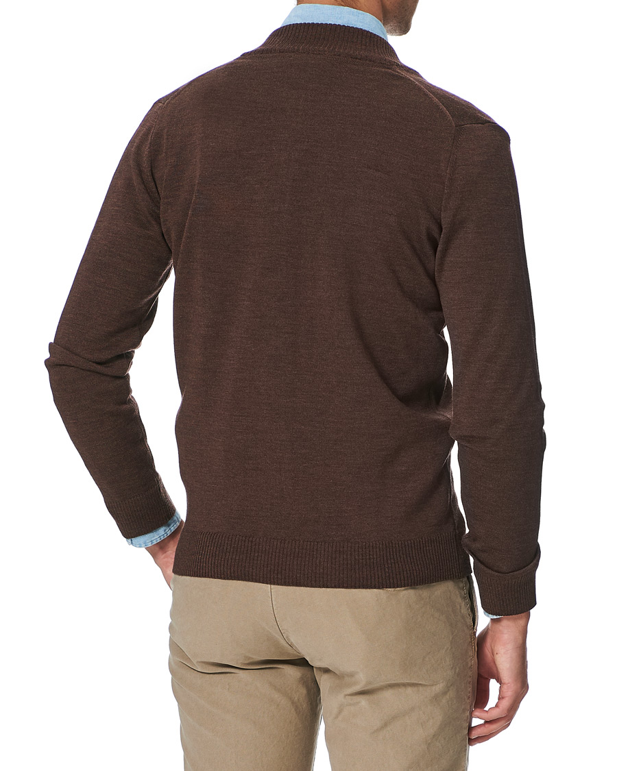 Heren | Truien | Stenströms | Merino Full Zip Brown