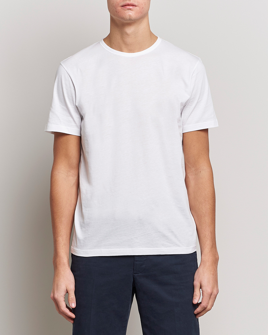 Heren | Witte T-shirts | Stenströms | Solid Cotton T-Shirt White