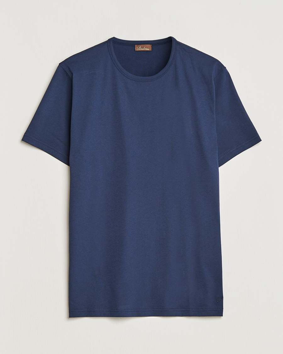 Heren | T-shirts | Stenströms | Solid Cotton T-Shirt Navy