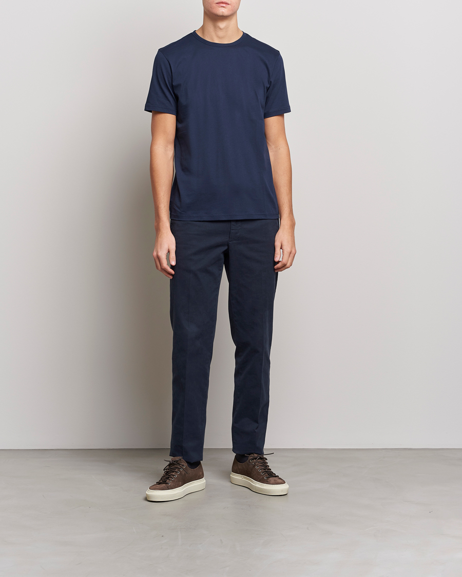 Heren | T-shirts | Stenströms | Solid Cotton T-Shirt Navy