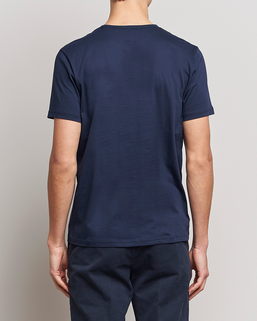 Heren | T-shirts | Stenströms | Solid Cotton T-Shirt Navy