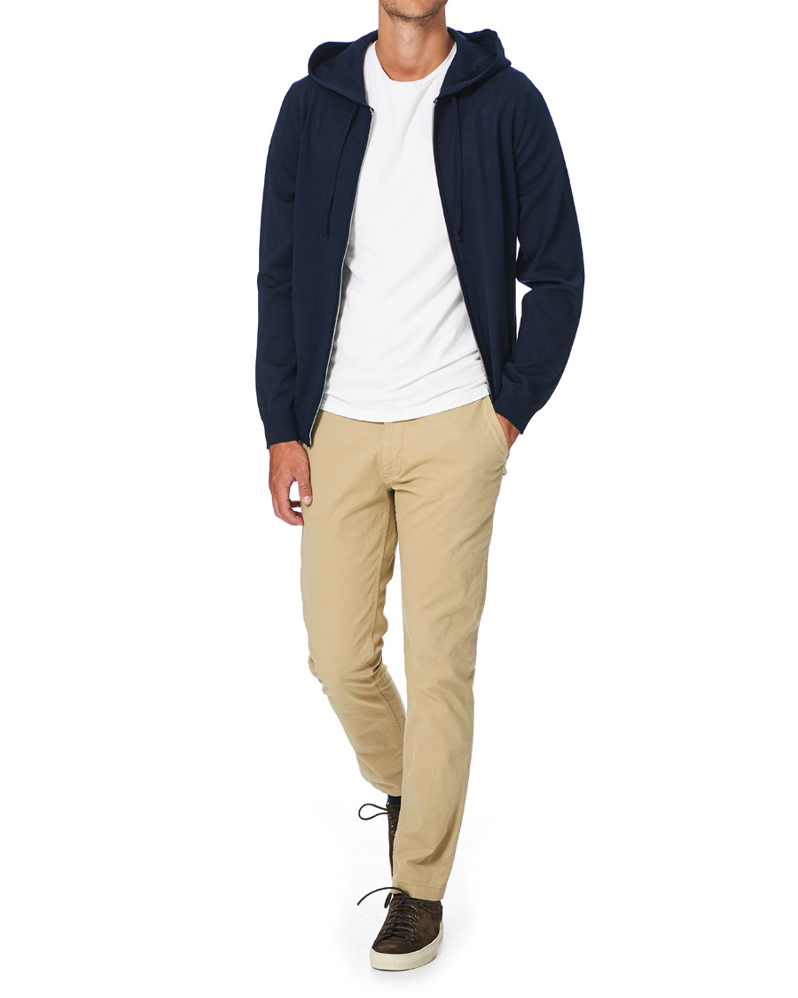 Heren | Truien | Stenströms | Merino Full Zip Hoodie Navy
