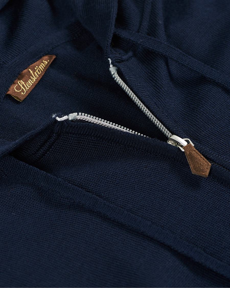 Heren | Truien | Stenströms | Merino Full Zip Hoodie Navy