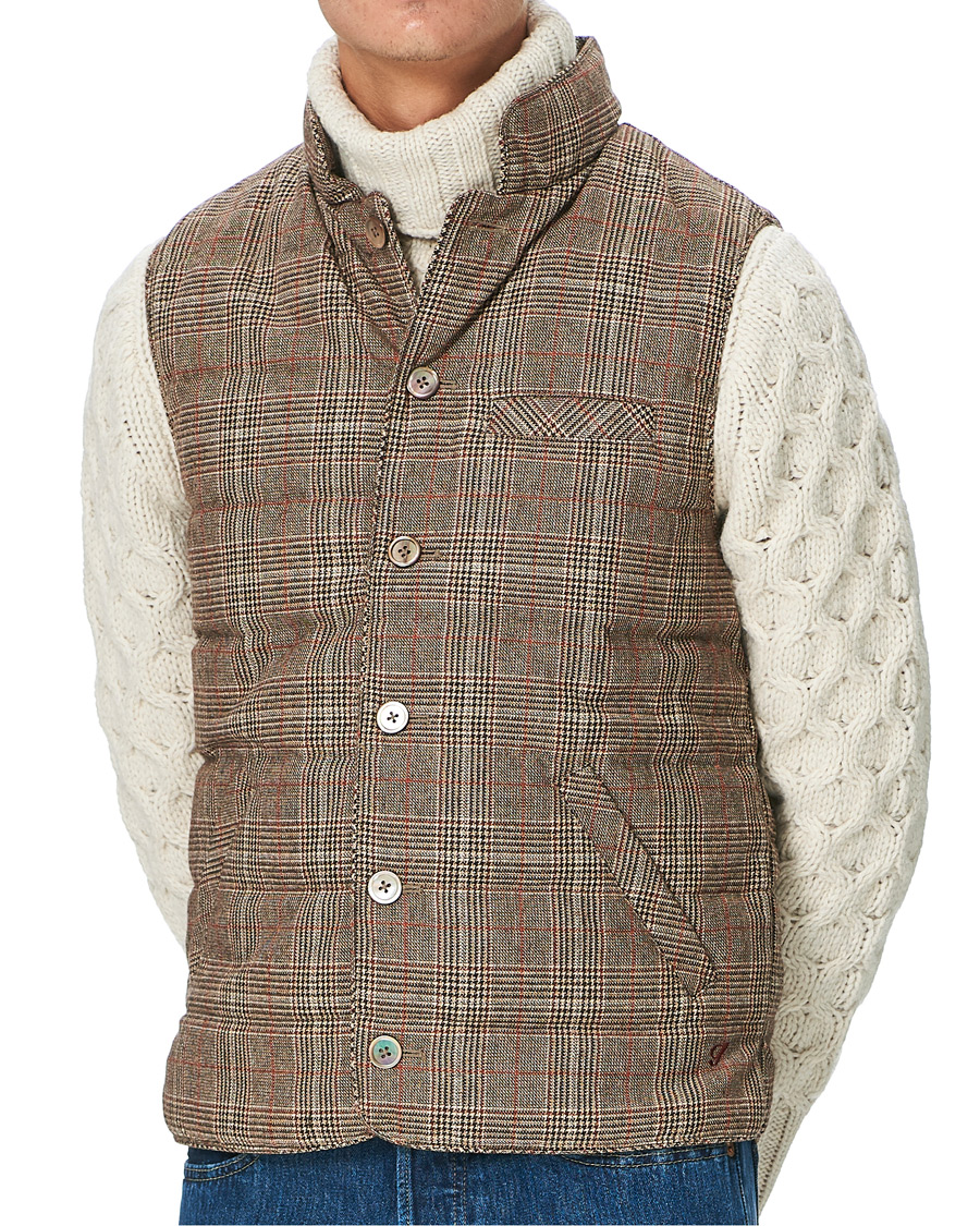 Heren | Jassen | Stenströms | Quilted Check Wool Vest Brown