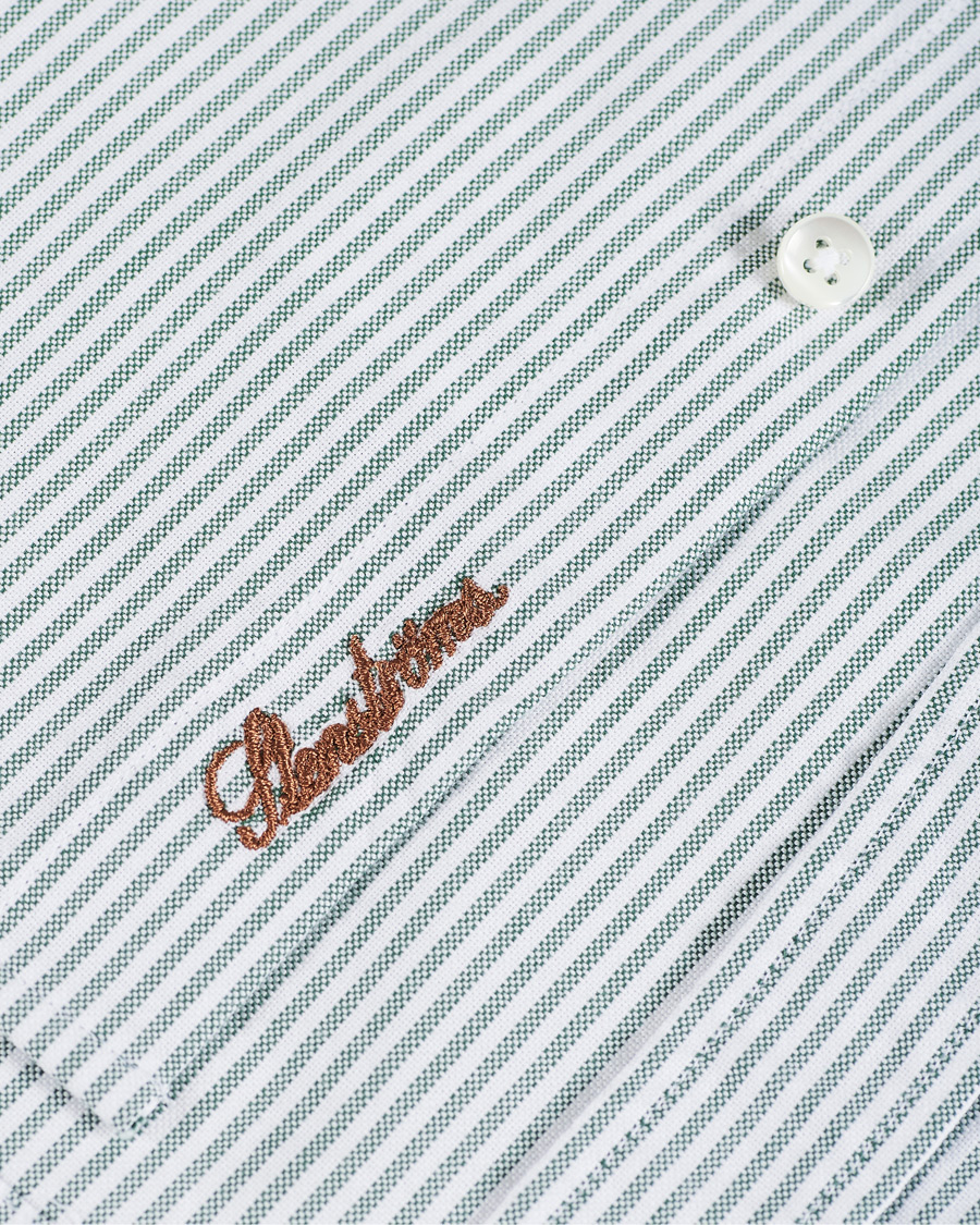 Heren | Overhemden | Stenströms | Slimline Washed Striped Oxford Shirt Green