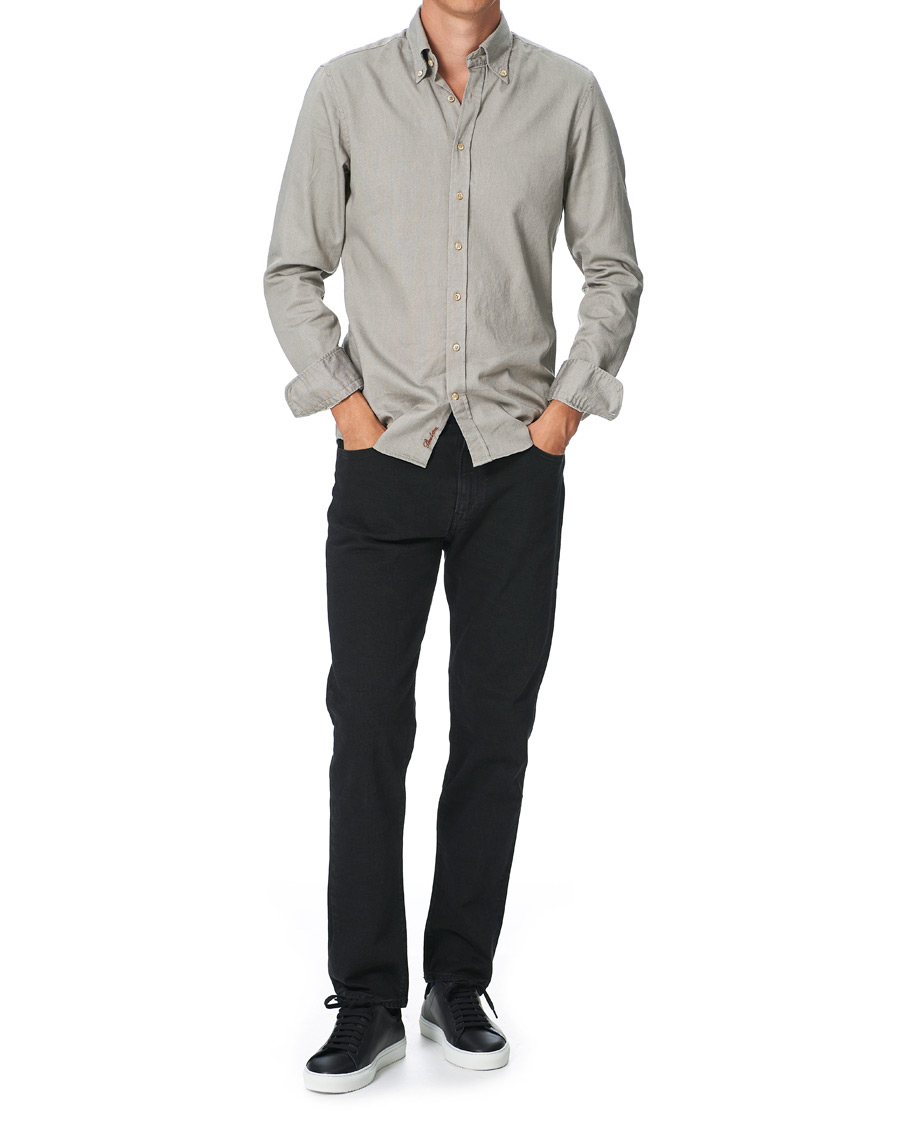 Heren | Overhemden | Stenströms | Slimline Washed Button Down Oxford Shirt Grey
