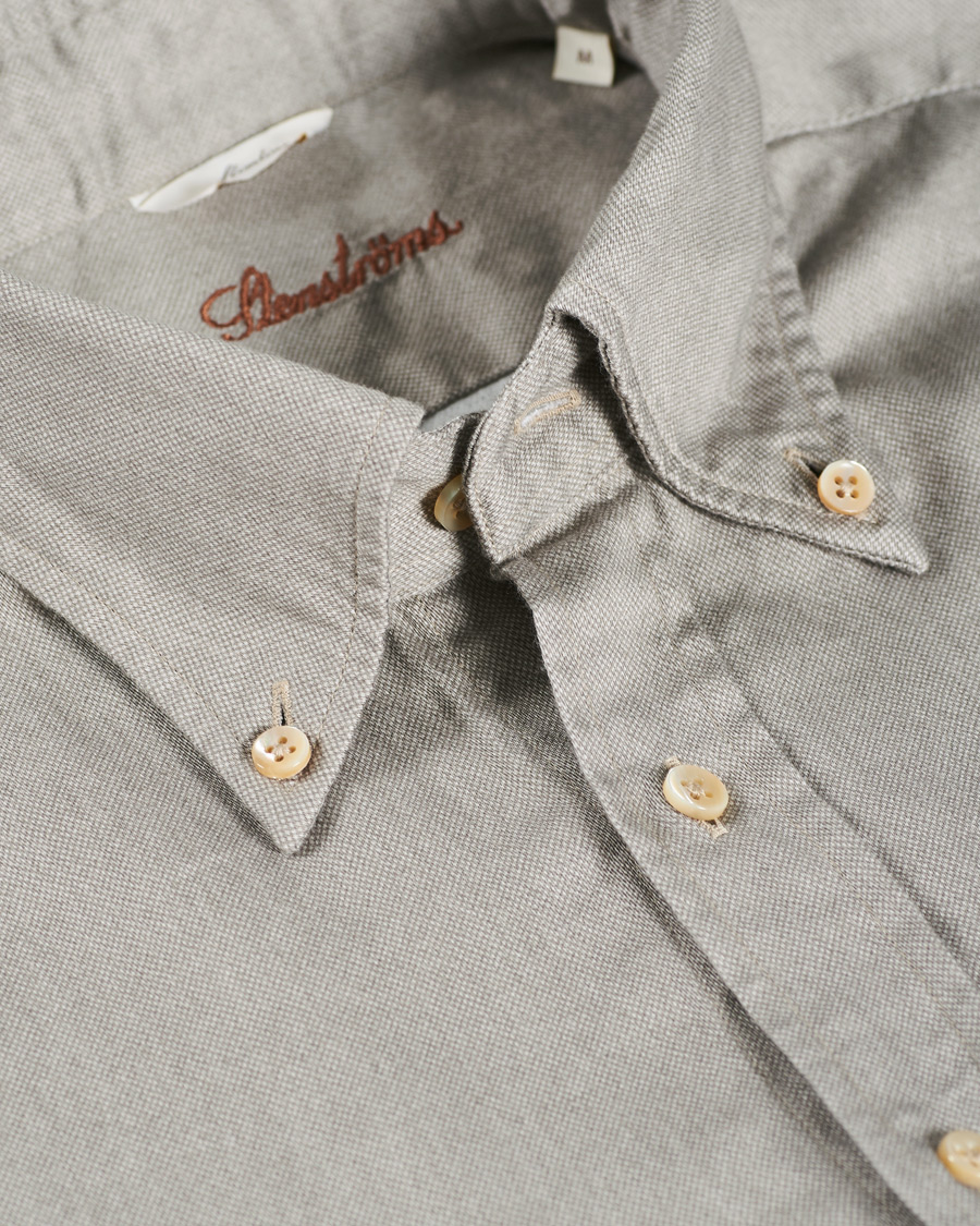 Heren | Overhemden | Stenströms | Slimline Washed Button Down Oxford Shirt Grey