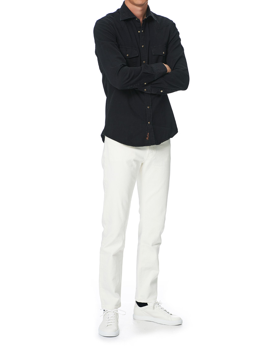 Heren | Overhemden | Stenströms | Slimline Washed Denim Shirt Black