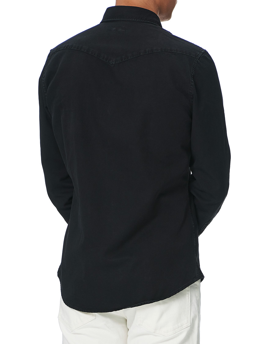 Heren | Overhemden | Stenströms | Slimline Washed Denim Shirt Black